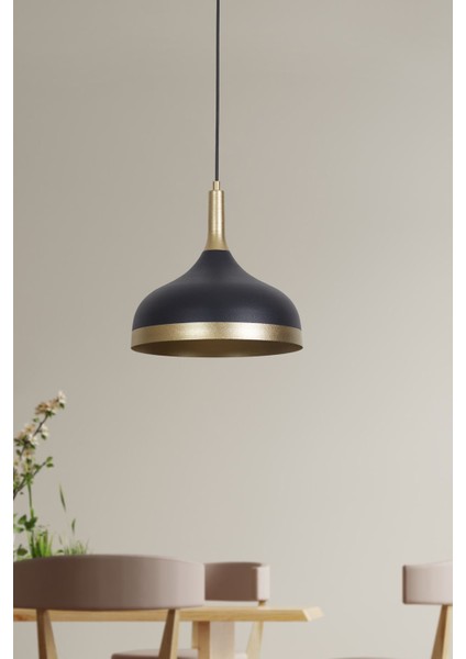 Şık Siyah ve Sarı Detaylı Sarkıt Avize, Modern ve Zarif Tasarım