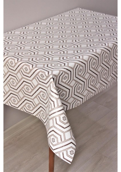 Elyaflı, Astarlı, Silinebilir Pvc Masa Örtüsü, Kahverengi, Şık ve Dayanıklı.