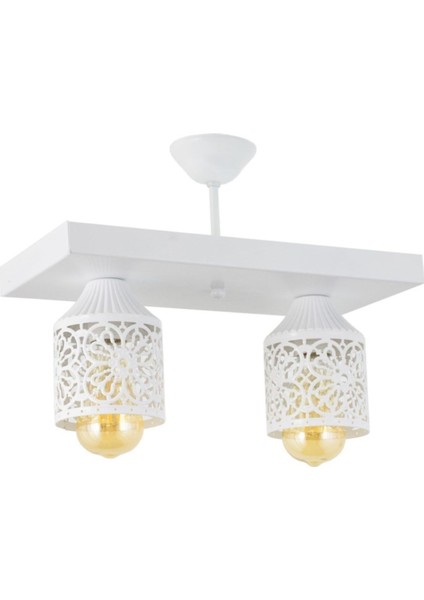 Şık Ikili Spor Tarzı Modern Retro Rustik Avize Beyaz Renk