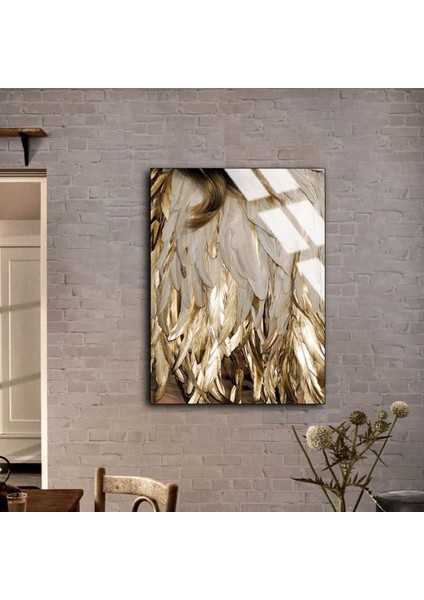 Kırılmaz Cam Tablo, Altın Kuş Tüyü Tasarım, Şık ve Dayanıklı Dekor Ürünü fiyatları