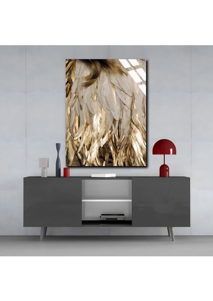 Kırılmaz Cam Tablo, Altın Kuş Tüyü Tasarım, Şık ve Dayanıklı Dekor Ürünü modelleri