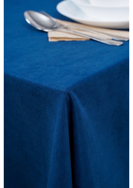 Lacivert Kadife Dokulu Süet Dertsiz Şık Masa Örtüsü