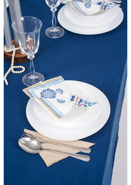 Lacivert Kadife Dokulu Süet Dertsiz Şık Masa Örtüsü indirimleri