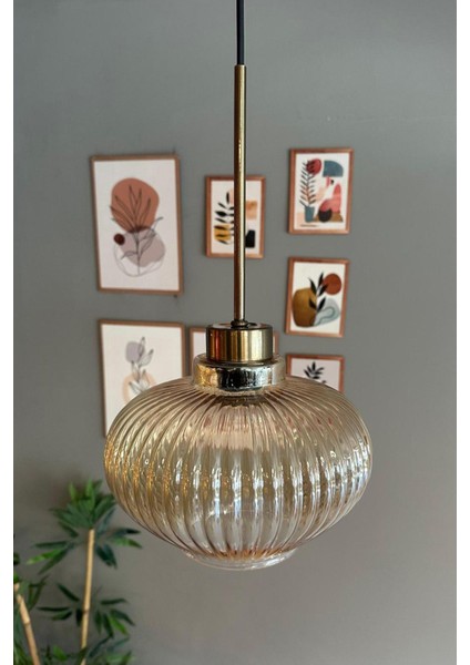 Bal Rengi Cam Tekli Avize, Retro Sarkıt, Restoran ve Salon Aydınlatması fiyatları