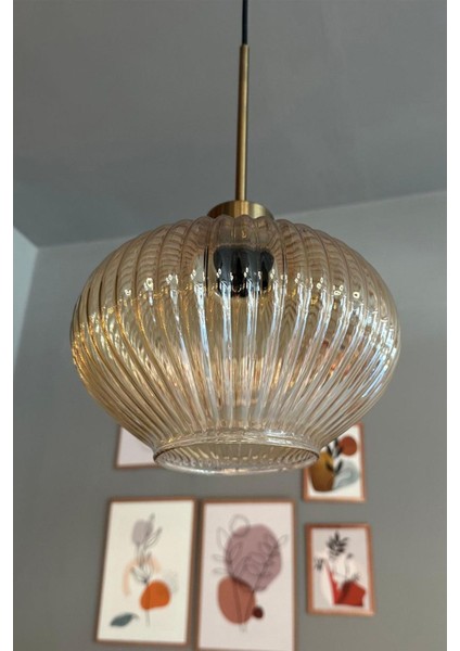 Bal Rengi Cam Tekli Avize, Retro Sarkıt, Restoran ve Salon Aydınlatması modelleri