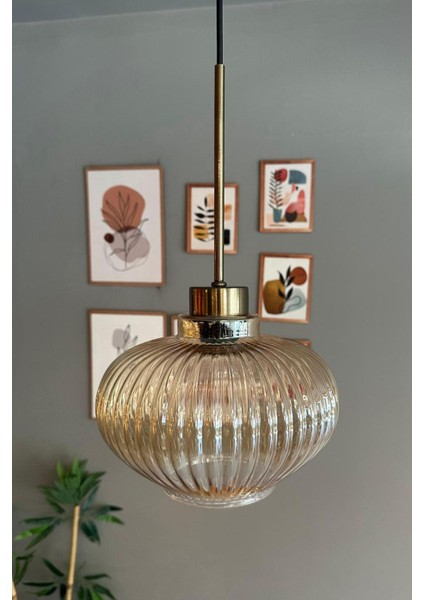 Bal Rengi Cam Tekli Avize, Retro Sarkıt, Restoran ve Salon Aydınlatması fırsatları