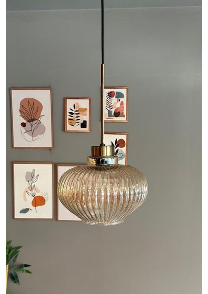 Bal Rengi Cam Tekli Avize, Retro Sarkıt, Restoran ve Salon Aydınlatması indirimleri