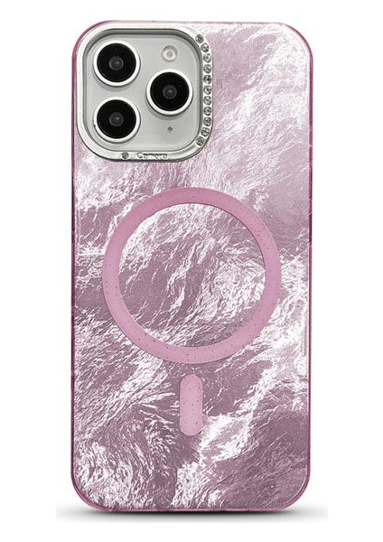 Apple iPhone 11 Pro Max Uyumlu Kılıf Zebana Glow Taşlı Silikon Kılıf (Kablosuz Şarj) Lila