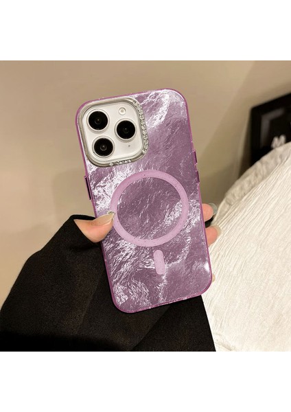 Apple iPhone 11 Pro Max Uyumlu Kılıf Zebana Glow Taşlı Silikon Kılıf (Kablosuz Şarj) Lila fiyatları