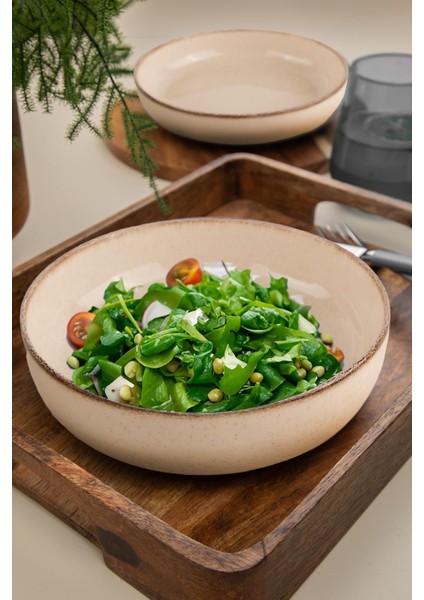 2'li 20 cm Çukur Tabak Tarçın Renkli, Şık ve Kullanışlı Set