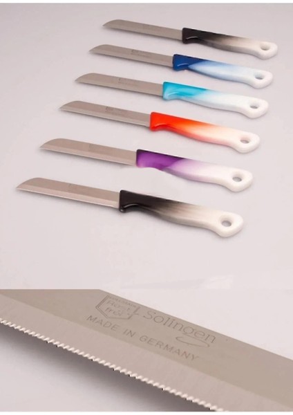 Renkli Ebruli Tırtıklı Meyve Sebze Bıçakları, 6'lı Set