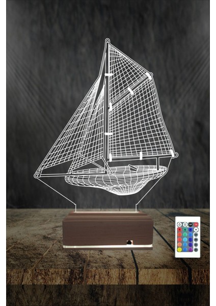 3D Yelkenli Gemi Tasarımlı Renkli LED Gece Lambası Masa Lambası fiyatları