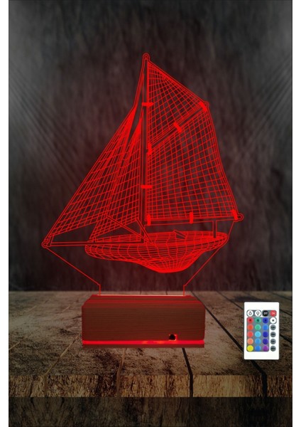 3D Yelkenli Gemi Tasarımlı Renkli LED Gece Lambası Masa Lambası modelleri