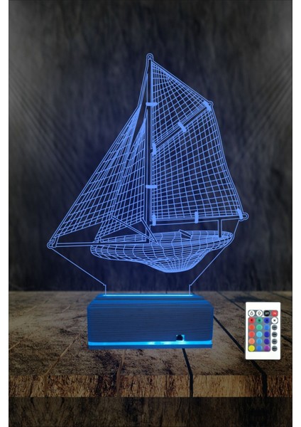 3D Yelkenli Gemi Tasarımlı Renkli LED Gece Lambası Masa Lambası fırsatları