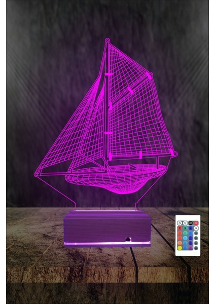 3D Yelkenli Gemi Tasarımlı Renkli LED Gece Lambası Masa Lambası indirimleri