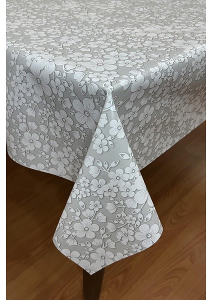 Gri, Elyaf Tabanlı Pvc Kaymaz Silinebilir Masa Örtüsü 158-B