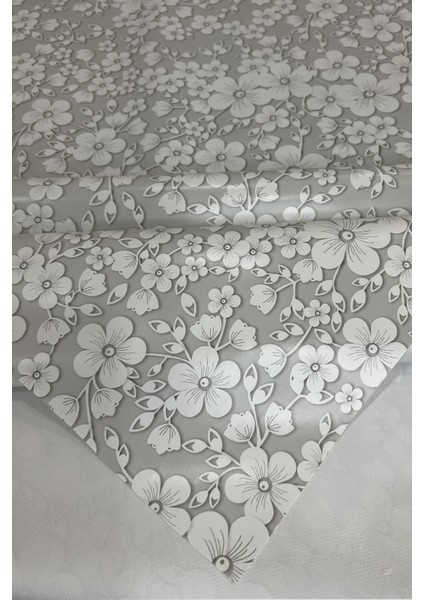 Gri, Elyaf Tabanlı Pvc Kaymaz Silinebilir Masa Örtüsü 158-B