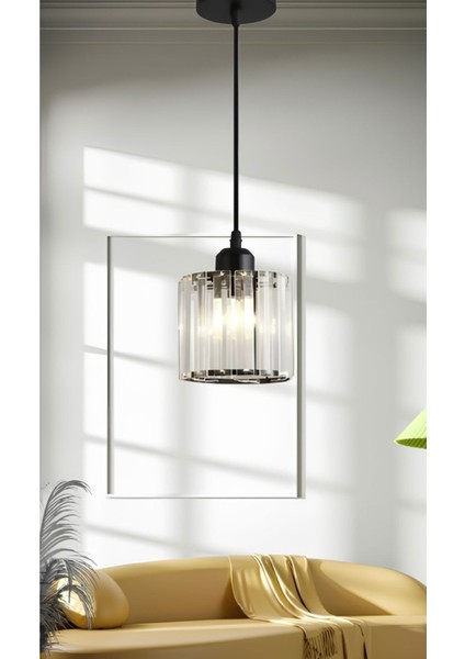 Şık Siyah Kristal Taşlı Modern Sarkıt Avize, Ev ve Ofis Dekoru Için Mükemmel Seçenek