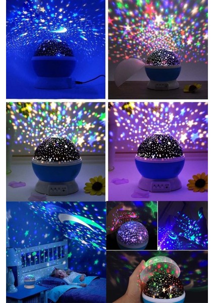 Renkli ve Dönen Star Master Projeksiyon Gece Lambası, Mavi Renkli ve Büyüleyici Işık Efekti indirimleri