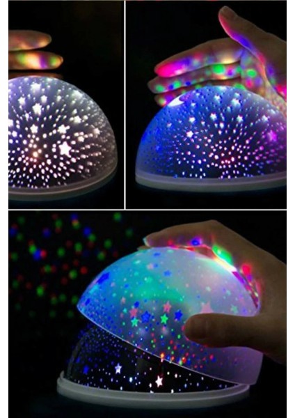 Renkli ve Dönen Star Master Projeksiyon Gece Lambası, Mavi Renkli ve Büyüleyici Işık Efekti