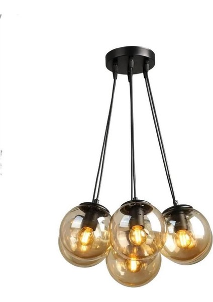 Şık Siyah Bal Cam Spor 7'li Avize, Modern ve Zarif Tasarım fiyatları