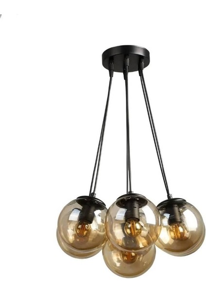 Şık Siyah Bal Cam Spor 7'li Avize, Modern ve Zarif Tasarım modelleri