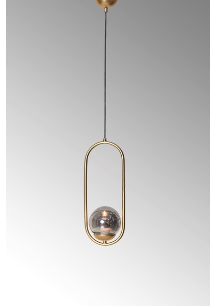 Şık Sarı Metal ve Füme Camlı Lüx Sarkıt Avize, Modern ve Zarif Tasarım indirimleri