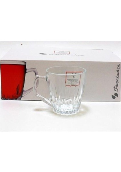 6'lı Beyaz Safir Kulplu Çay Bardağı 250 Cc, Şık ve Dayanıklı Set