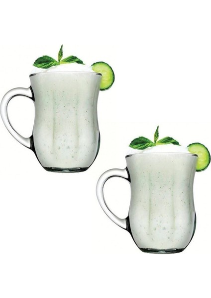 Beyaz Kulplu Ayran Bardağı Çiftli Set, Şık ve Kullanışlı 074OA