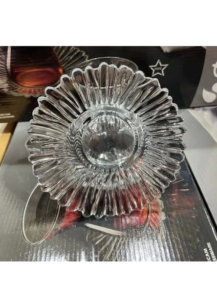 Beyaz 12 cm 6'lı Şelale Temalı Çay Tabağı Seti