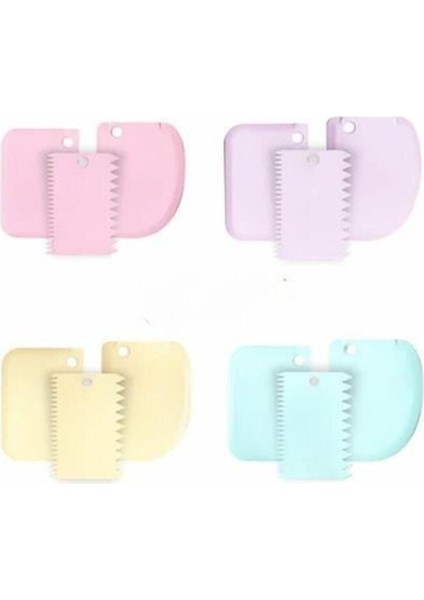 3’lü Set Plastik Hamur Kazıyıcı ve Kesici, Şanti Tarağı ile Kolay Kullanım