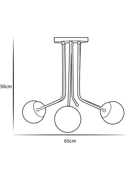 3'lü Altın ve Siyah Metal Gövde Bal Rengi Camlı Şık Avize