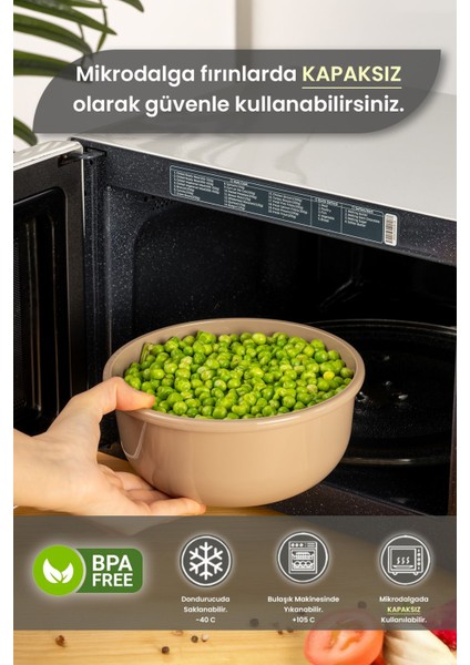 3'lü Saklama Kabı Seti, Mikrodalga ve Dondurucu Uyumlu, 1500-4500 ml Kahverengi fiyatları