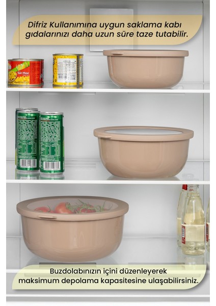 3'lü Saklama Kabı Seti, Mikrodalga ve Dondurucu Uyumlu, 1500-4500 ml Kahverengi indirimleri