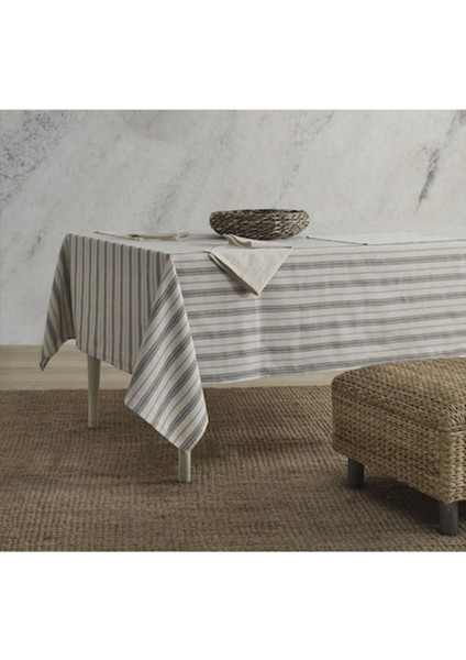 Şık Gri Çizgili Otantik Masa Örtüsü, Zarif ve Kullanışlı Ev Dekoru Ürünü