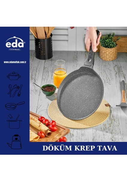 26 cm Döküm Krep Tava, Siyah, Dayanıklı ve Şık Mutfak Gereci indirimleri