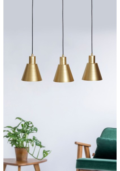 3'lü Sarı-Siyah Metal Gövde Şık Avize, Modern Tasarım