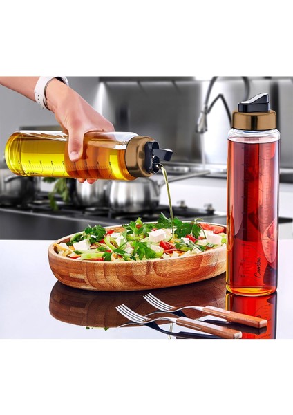 Sızdırmaz Kapaklı Cam Yağdanlık 1000 ml - Kahverengi
