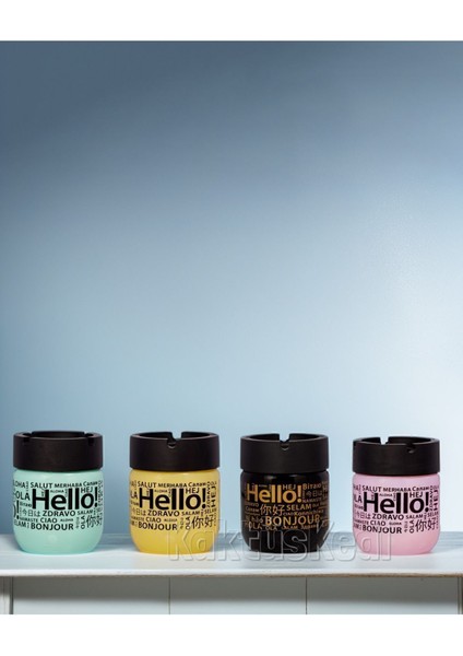 4'lü Hello Desenli Kokusuz Cam Küllük Seti, 425 Cc, Şık ve Zarif Tasarım fiyatları