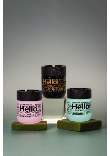 4'lü Hello Desenli Kokusuz Cam Küllük Seti, 425 Cc, Şık ve Zarif Tasarım modelleri