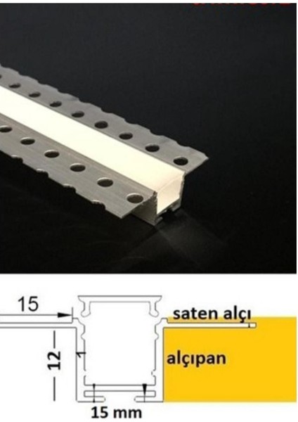 12M Gömme LED Kanalı, Sıva Altı, Ankastre, Beyaz, 4 Boy fiyatları