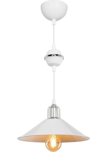 Beyaz/krom Tekli Oturma ve Yemek Odası Aydınlatma Parçası