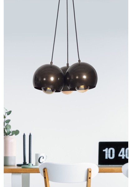 Şık 3'lü Eskitme Metal Sarkıt Avize, Siyah, Modern Tasarım