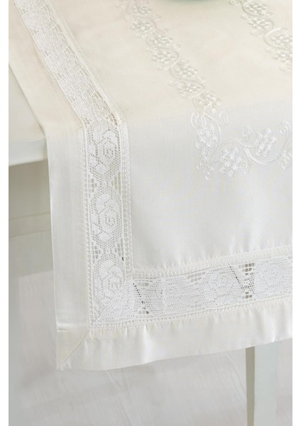 Krem Buldan Ipeği Dantelli Işlemeli 50X130 cm Şık Runner fiyatları