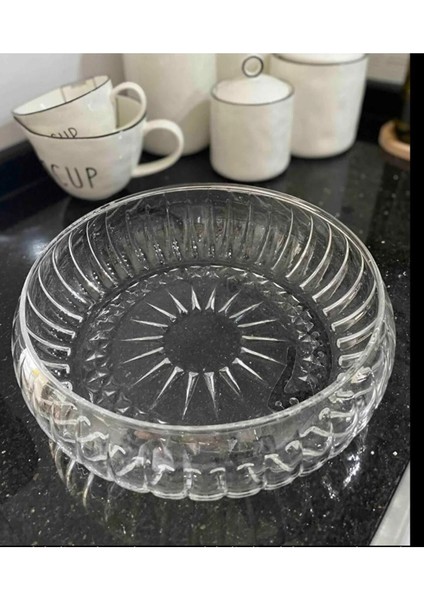24 cm Şeffaf Cam Salata Sunum Kabı, Şık ve Kullanışlı Ev ve Restoran Için Ideal