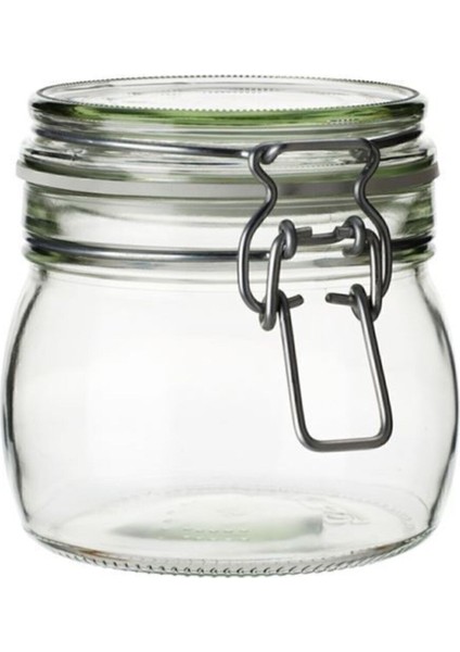 0,5l Cam Kavanoz, Çap 11 Cm, Yükseklik 10,5 Cm, Kilitli ve Contalı, Beyaz