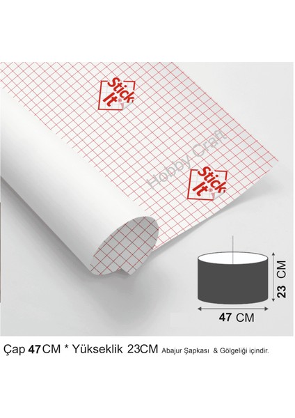 Abajur & Lambader Başlığı Yapım Seti – 30 cm çapında x 23 cm yükseklikte | Opak Beyaz Kendinden Yapışkanlı Sert Pvc Panel + E27 Uyumlu Halka Seti | Kumaş ve Duvar Kağıdı ile Kişiselleştirilebilir indirimleri