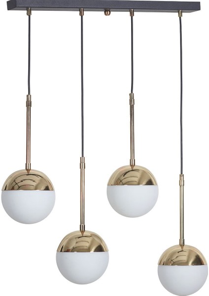 4'lü Altın ve Siyah Metal Avize, Şık Cam Detaylı Lüx Tasarım fiyatları