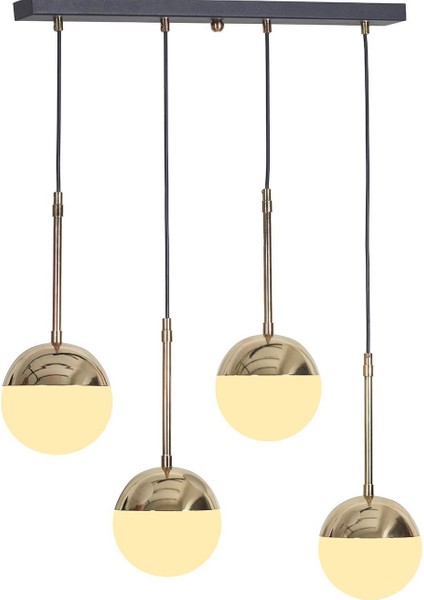 4'lü Altın ve Siyah Metal Avize, Şık Cam Detaylı Lüx Tasarım fırsatları