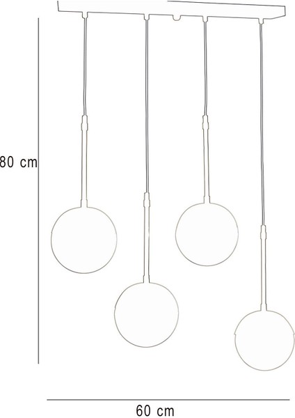 4'lü Altın ve Siyah Metal Avize, Şık Cam Detaylı Lüx Tasarım